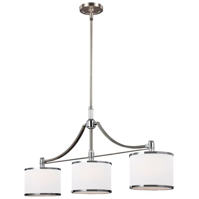 Loops 3 Bulb Chandelier Hanging Pendant LIght Satin Nickel/Chrome LED E27 60W Bulb in Metallics