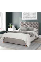 Aspire Nightingale Upholstered Ottoman Storage Bed, Plush Velvet Fabric in Silver - Size: King - thumbnail 1
