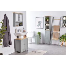 VonHaus 3 Tier Wall Mounted Bathroom Corner Shelf Unit in Grey - thumbnail 4