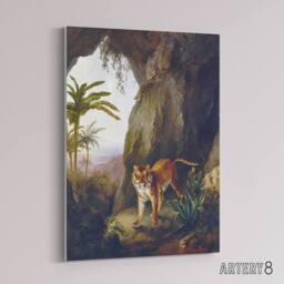 "Artery8 Tiger in Cave Big Cat Oil Painting Agasse Canvas Wall Art - Size: W18"" x H24""" - thumbnail 2
