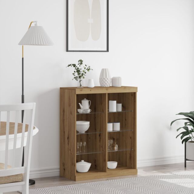 Berkfield Home Sideboard with LED Lights Artisan Oak 41x37x100 cm in Brown - Size: 41 x 37 x 100 cm - image 1