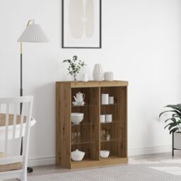 Berkfield Home Sideboard with LED Lights Artisan Oak 41x37x100 cm in Brown - Size: 41 x 37 x 100 cm - thumbnail 1