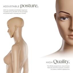 tectake Women's Female Adjustable Mannequin In Full Body Life Size With Realistic Prop in Beige - thumbnail 3
