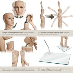 tectake Women's Female Adjustable Mannequin In Full Body Life Size With Realistic Prop in Beige - thumbnail 4