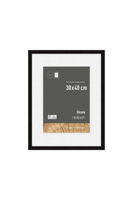 nielsen Skava 30 x 40cm Wooden Picture Frame With A4 Mount & Glass Front in Black - Size: 30 x 40 cm - image 1