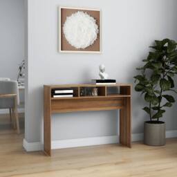 Berkfield Home Decorative Console Table Brown Oak 105x30x80 cm Engineered Wood - Size: 105 x 30 x 80 cm