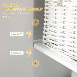 Wyld Haus Kacoel Tall Narrow Bathroom Storage Cabinet White Gold Tone Steel Base - thumbnail 7
