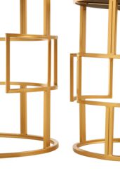 Orsina Set Of Two Gold Metal Round Side Tables, Nesting Side Tables, Small Bedside Tables, Distinctive Accent Tables - thumbnail 4