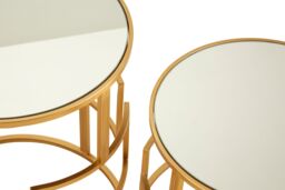 Orsina Set Of Two Gold Metal Round Side Tables, Nesting Side Tables, Small Bedside Tables, Distinctive Accent Tables - thumbnail 5