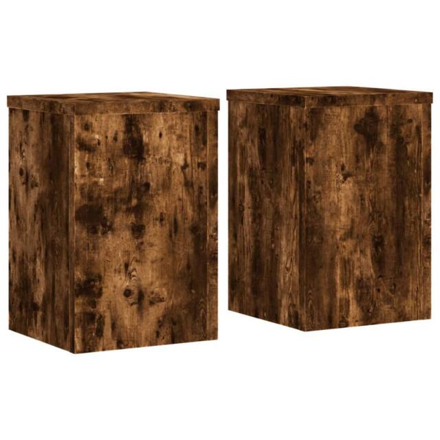 Berkfield Home Plant Stands 2 pcs Smoked Oak 25x25x35 cm Engineered Wood in Brown - Size: 25 x 25 x 35 cm - image 1