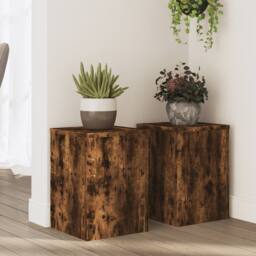 Berkfield Home Plant Stands 2 pcs Smoked Oak 25x25x35 cm Engineered Wood in Brown - Size: 25 x 25 x 35 cm - thumbnail 2