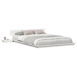 Berkfield Home Floor Bed Frame with Bedside Tables White 150x200cm Solid Wood - Size: 150x200 cm - thumbnail 3