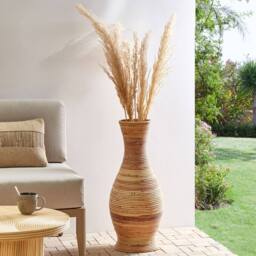 Wyld and Coco 70 cm Handcrafted Rattan Vase Natural Boho Rustic Decor