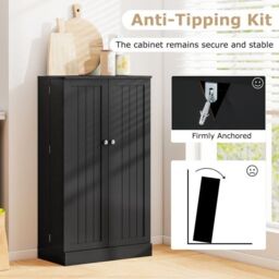 "Costway 41"" Tall Pantry Cabinet Kitchen Storage Cabinet with Doors in Black" - thumbnail 7