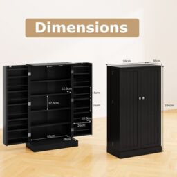 "Costway 41"" Tall Pantry Cabinet Kitchen Storage Cabinet with Doors in Black" - thumbnail 4