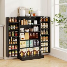 "Costway 41"" Tall Pantry Cabinet Kitchen Storage Cabinet with Doors in Black" - thumbnail 2