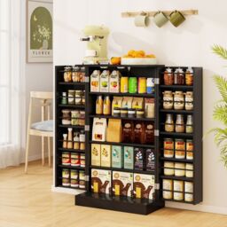 "Costway 41"" Tall Pantry Cabinet Kitchen Storage Cabinet with Doors in Black" - thumbnail 3