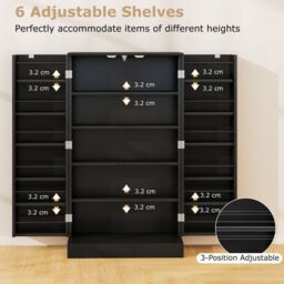 "Costway 41"" Tall Pantry Cabinet Kitchen Storage Cabinet with Doors in Black" - thumbnail 6