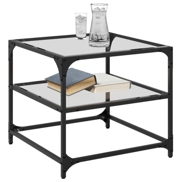 Berkfield Home Decorative Coffee Tables with Transparent Glass Top 2 pcs 50x50x4 - image 1