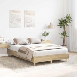Berkfield Home Bed Frame No Mattress Sonoma Oak 120x190 cm Small Double Engineered Wood in Brown - thumbnail 3
