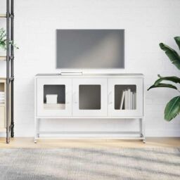 Berkfield Home TV Cabinet White 100.5x39x60.5 cm Cold-rolled Steel - thumbnail 4