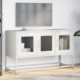Berkfield Home TV Cabinet White 100.5x39x60.5 cm Cold-rolled Steel - thumbnail 3