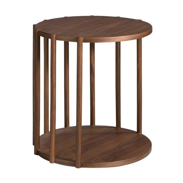 Angel Cerda Round Walnut Veneer Corner Side Table, 45x47 cm in Brown - image 1