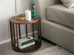 Angel Cerda Round Walnut Veneer Corner Side Table, 45x47 cm in Brown - thumbnail 5