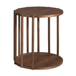 Angel Cerda Round Walnut Veneer Corner Side Table, 45x47 cm in Brown