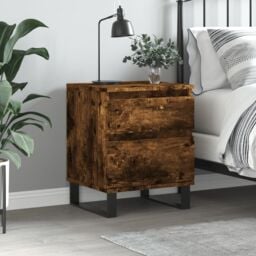 Berkfield Home Bedside Cabinet Smoked Oak 40x35x50 cm Engineered Wood in Brown - Size: 40 x 35 x 50 cm - thumbnail 1