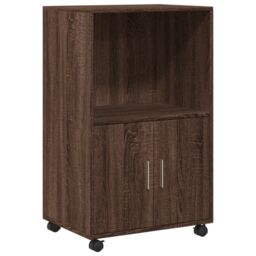Berkfield Home Rolling¬†Cabinet Brown Oak 55x40x91 cm Engineered Wood - Size: 55 x 40 x 91 cm - thumbnail 2