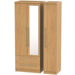Ready Assembled 2 U Carlton Triple Mirror Wardrobe with 2 Drawers (Ready Assembled) in Natural - thumbnail 1