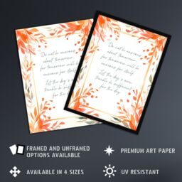 "Artery8 Wall Art Print Matthew 6:34 Live in the Moment Jesus Bible Quote Orange Poster - Size: W24"" x H32""" - thumbnail 2