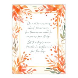 "Artery8 Wall Art Print Matthew 6:34 Live in the Moment Jesus Bible Quote Orange Poster - Size: W24"" x H32""" - thumbnail 1