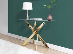 Vente-unique Tempered Glass & Gold Metal Console Table - Transparent - COSIMA in Clear - thumbnail 7