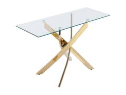 Vente-unique Tempered Glass & Gold Metal Console Table - Transparent - COSIMA in Clear - thumbnail 5