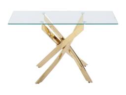 Vente-unique Tempered Glass & Gold Metal Console Table - Transparent - COSIMA in Clear - thumbnail 4