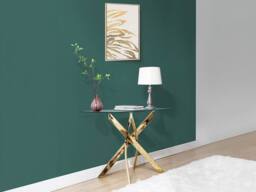 Vente-unique Tempered Glass & Gold Metal Console Table - Transparent - COSIMA in Clear - thumbnail 3