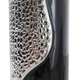Wyld and Coco Table Lamp - Silver Porcelain Pillar Base Faux Silk Drum Shade in Black - thumbnail 6