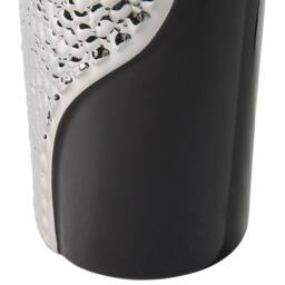 Wyld and Coco Table Lamp - Silver Porcelain Pillar Base Faux Silk Drum Shade in Black - thumbnail 7