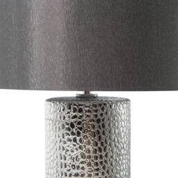 Wyld and Coco Table Lamp - Silver Porcelain Pillar Base Faux Silk Drum Shade in Black - thumbnail 5
