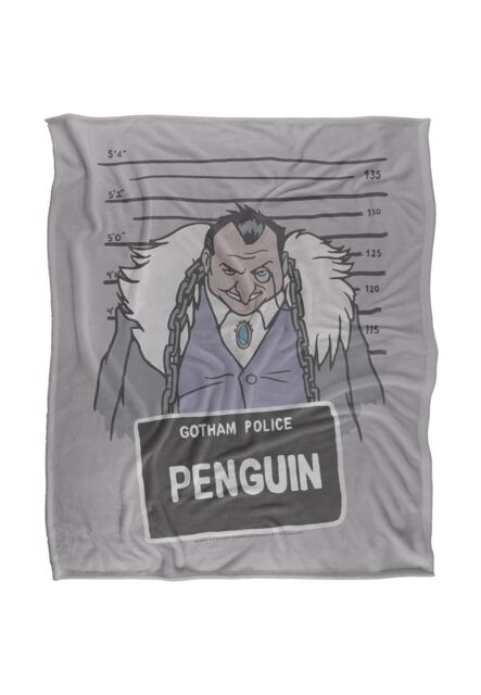 DC Comics Batman The Penguin Mugshot Blanket 152 x 127 cm in White - image 1