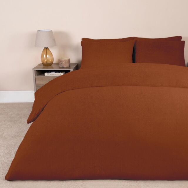 OHS Thermal Soft Teddy Fleece Duvet Cover Bedding Set in Burnt Orange - Size: King - image 1