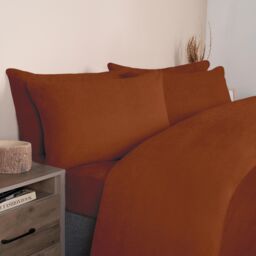 OHS Thermal Soft Teddy Fleece Duvet Cover Bedding Set in Burnt Orange - Size: King - thumbnail 4