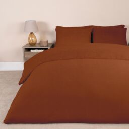 OHS Thermal Soft Teddy Fleece Duvet Cover Bedding Set in Burnt Orange - Size: King