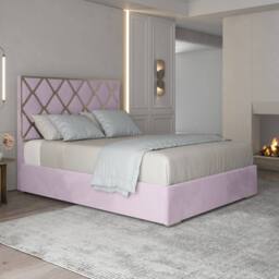 Casani Sudbury Upholstered Soft Velvet Pink Metal Designer Bed Frame - Size: Double - thumbnail 2