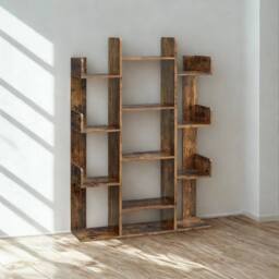 Pirlo Plush Large Industrial Freestanding Bookcase With 13 Shelves in Brown - thumbnail 5