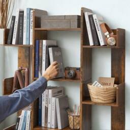 Pirlo Plush Large Industrial Freestanding Bookcase With 13 Shelves in Brown - thumbnail 3
