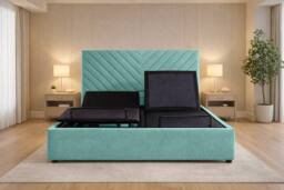 PARADISE BEDS LTD Siera Egromatic Adjustable Bed with Mattress & Headboard in Light Blue - Size: Double - thumbnail 1