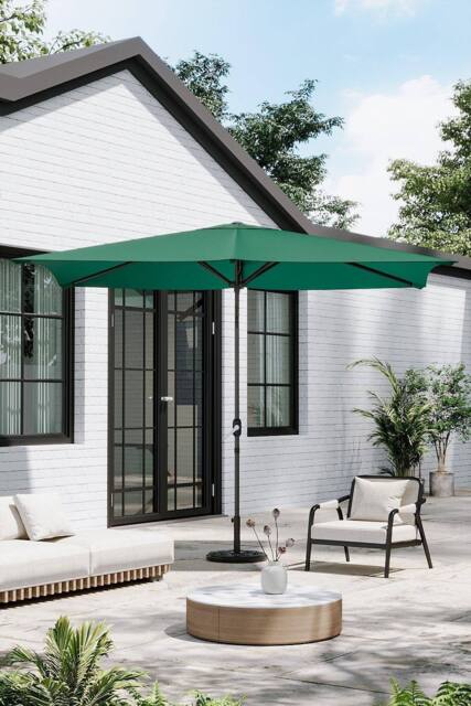 Garden Sanctuary Rectangular Sunshade Waterproof Garden Parasol with Round Base in Green - image 1